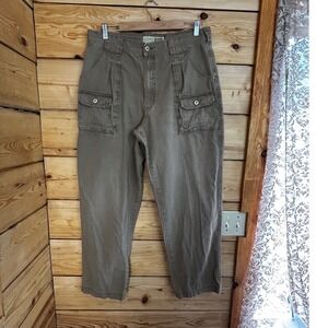 Cabelas 7-Pocket Hiker Pants Mens 36x32 Olive Drab Canvas Cargo Utility Outdoor